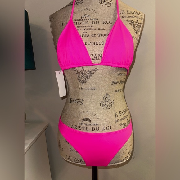 NEW Disruptive Youth Swim Top And Bottom 3-piece Hot Pink Bikini Set M/S NWT - Picture 1 of 7